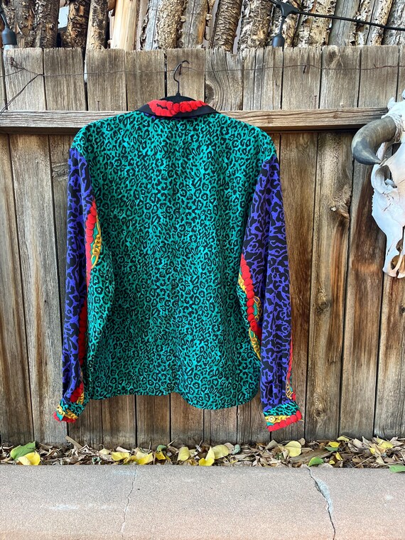 80s Vintage Leopard Print Blouse by Jordan | Bold Animal 80s Vintage Leopard Print Blouse by Jordan | Bold Animal