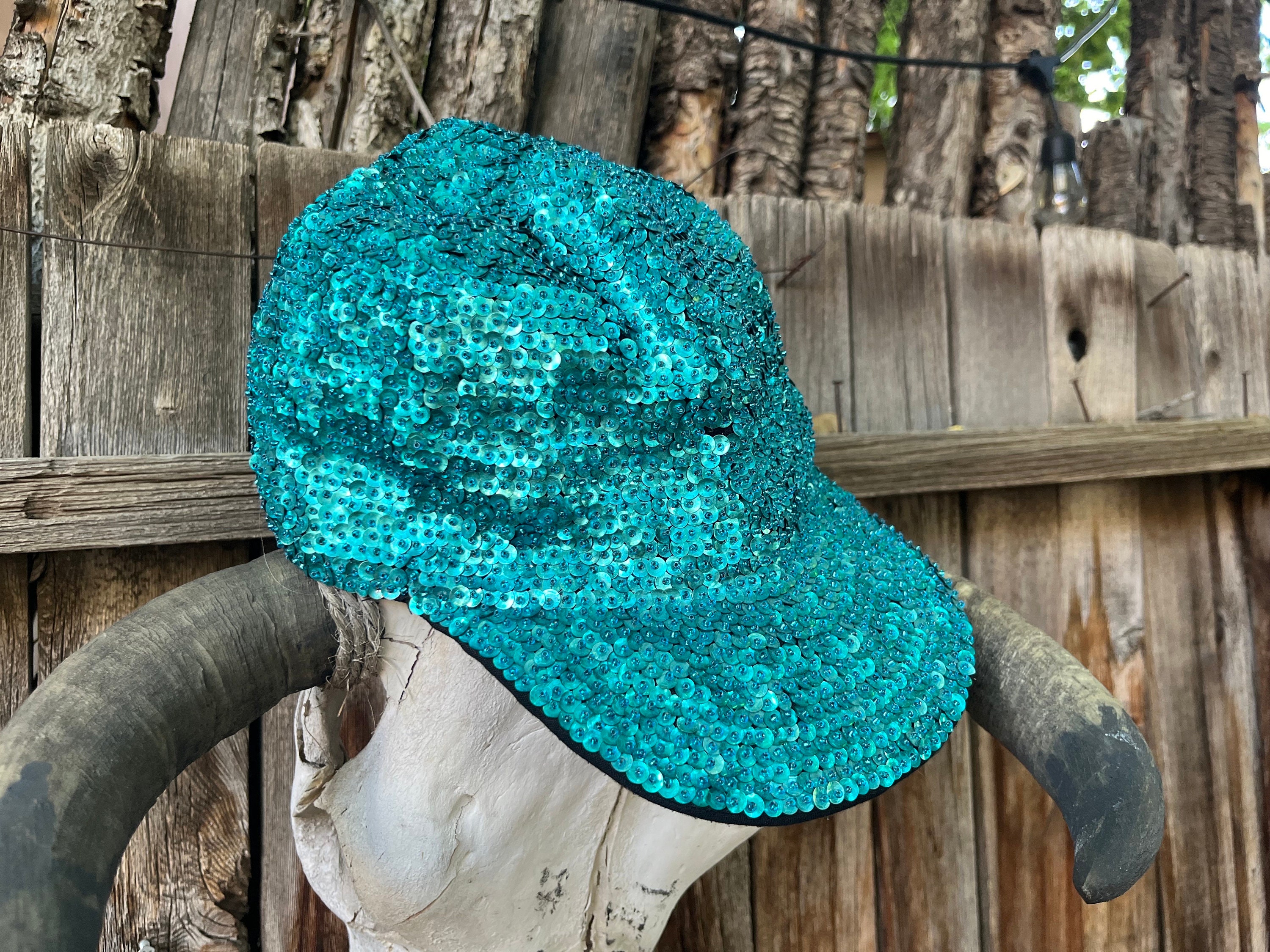 Vintage 80s Flapper Hat Blue Sparke Metallic Sequin 3D‎ Flower Great Gatsby Glam Great Gatsby garden party hat in light blue/brown with art  main image 2