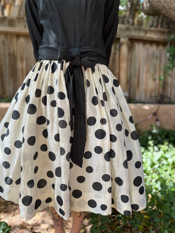 open lace back dress Hell Bunny 60's Black and White Polka Dot Halter Flare Party Dress main image 0