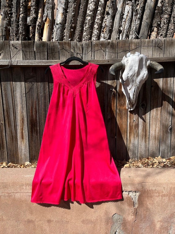 80s Vintage Red Lacy Nightgown by Vassarette M L Etsy UK