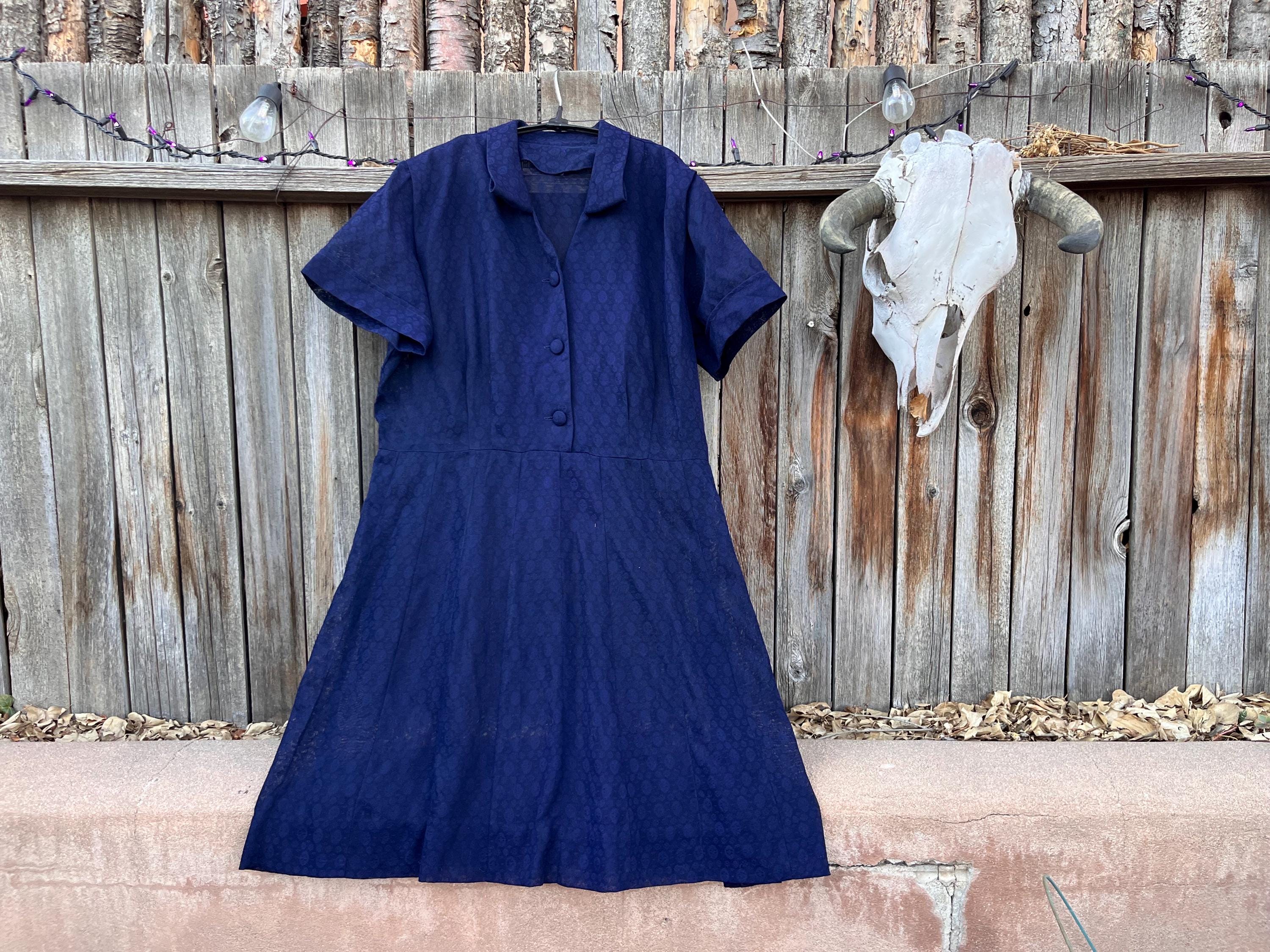 knee length dresses for ladies Asymmetric Shirtwaist Dress in Blue & Navy Plaid & White - Reworked - XL - Cotton