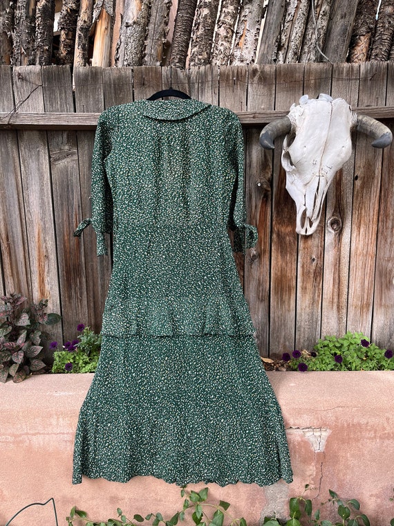 30s Vintage Green Polka Dot Day Dress Antique S/M - image 5