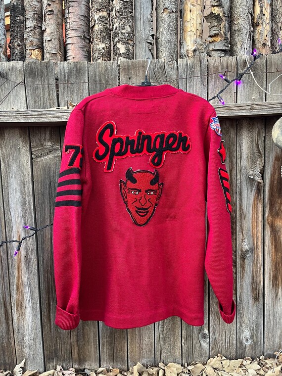 Vintage 70s Red Wool Letterman Sweater M | Cheerleading Varsity
