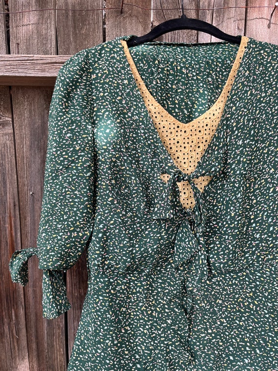 30s Vintage Green Polka Dot Day Dress Antique S/M - image 6