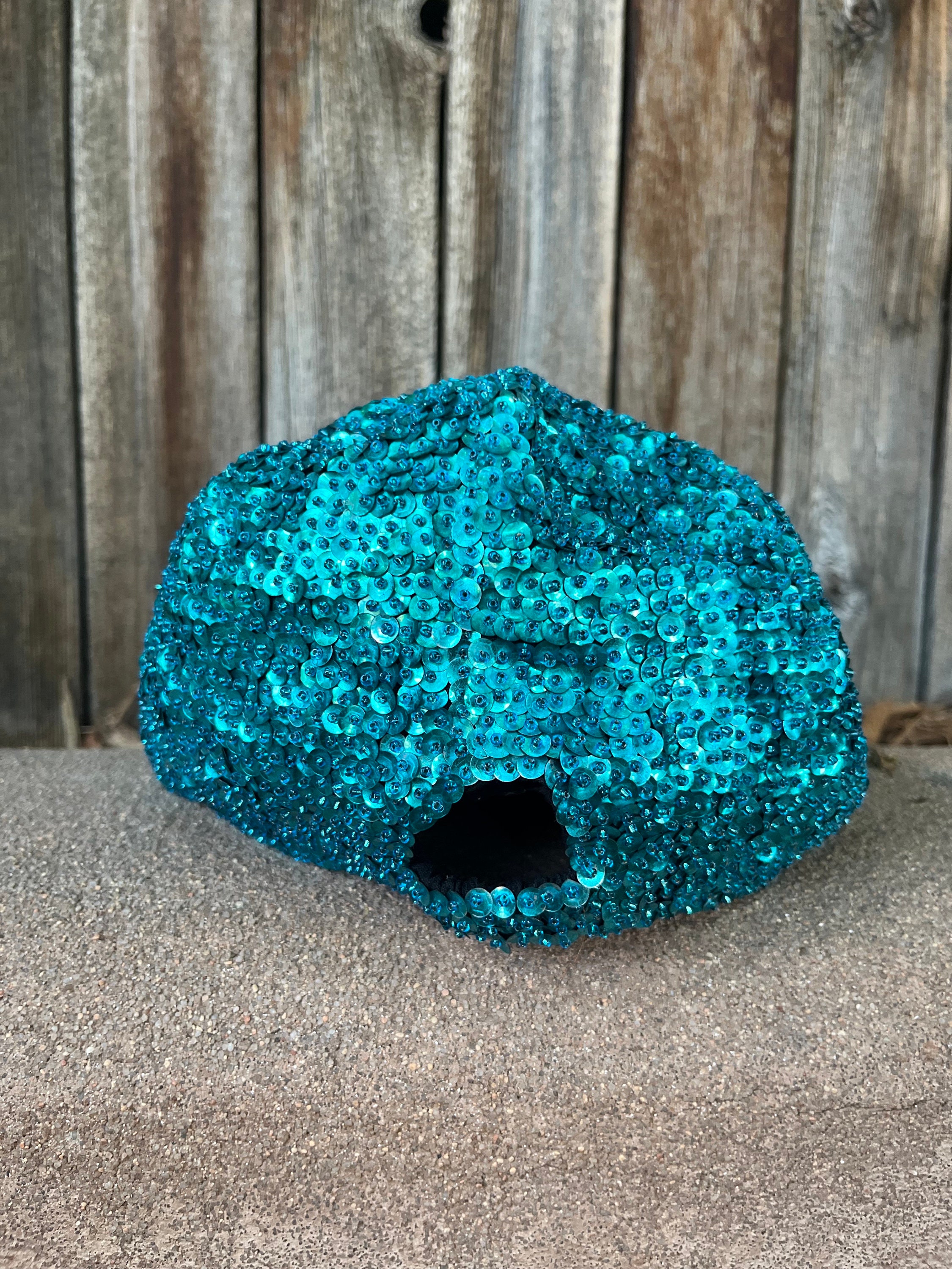 80s Vintage Turquoise Sequin Baseball Cap by JC | Retro 