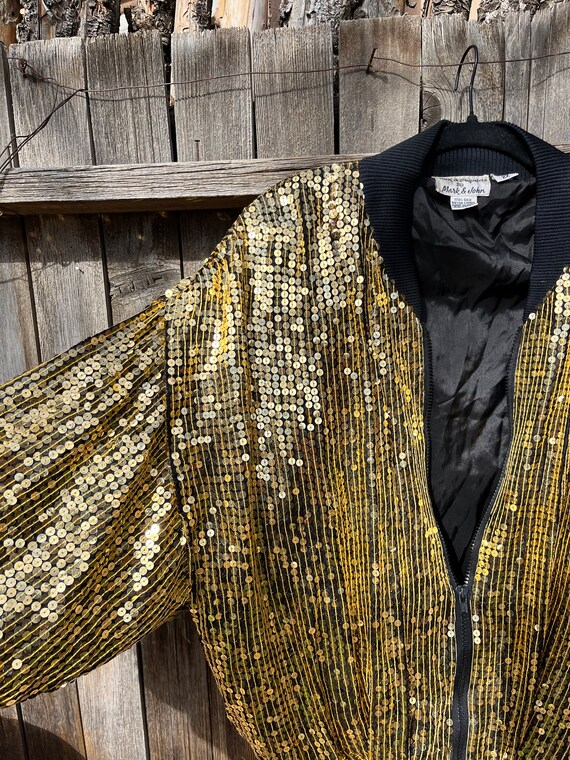 80s Vintage Sequin Bomber Jacket from Silk and Se… - image 10