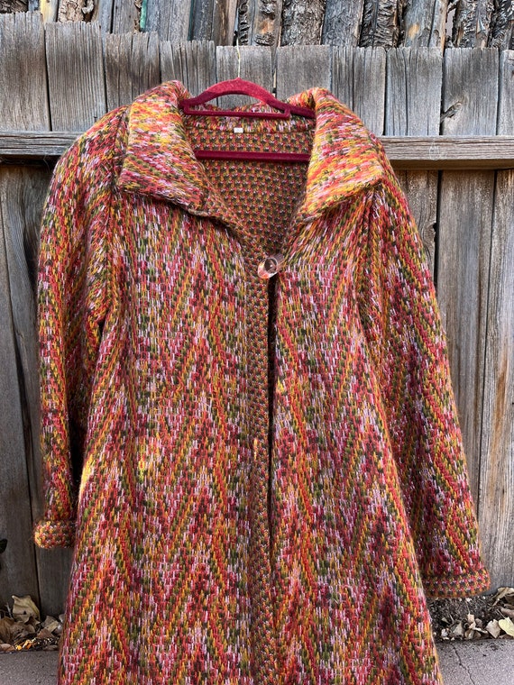 Vintage 1960s Sweater Coat Southwestern Style wit… - image 3
