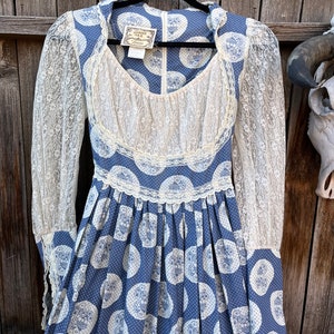 70s Vintage Gunne Sax by Jessica Prairie Style Dress Dirndl Maxi Dress ...