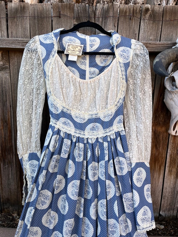 70s Vintage Gunne Sax by Jessica Prairie Style Dress … - Gem