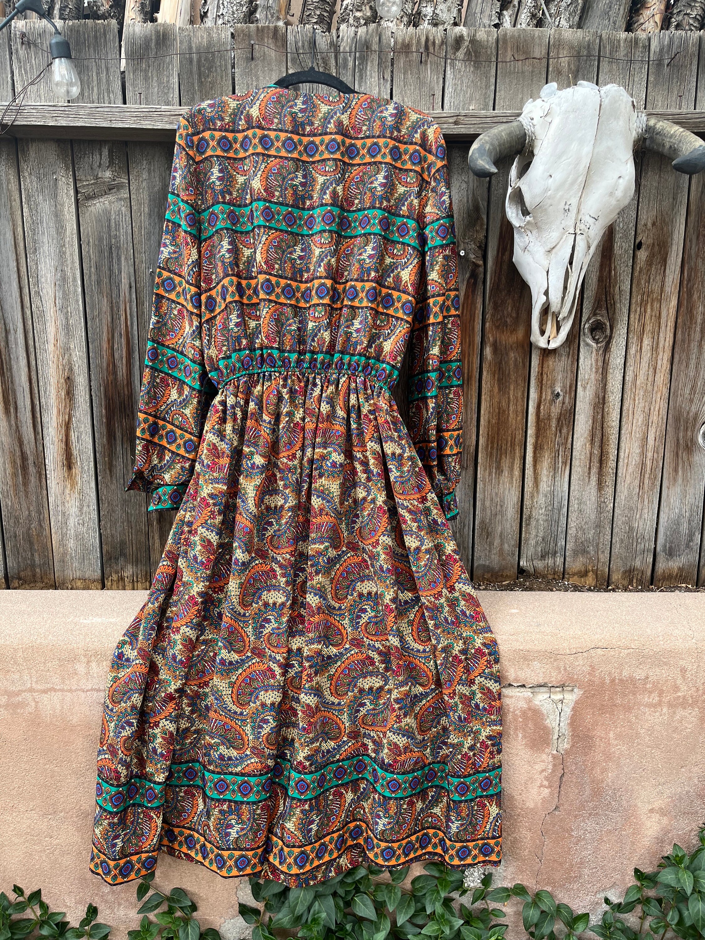 ドレス Original paisley pattern dress 70s Vintage Paisley Secretary Dress by Lady Carol L/XL - Etsy