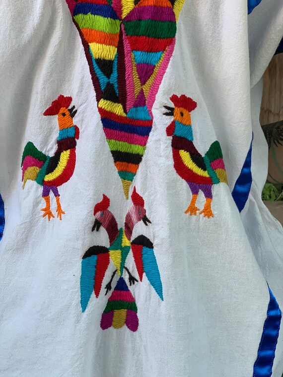 Vintage Mexican Embroidered Rooster Tunic Dress S… - image 3