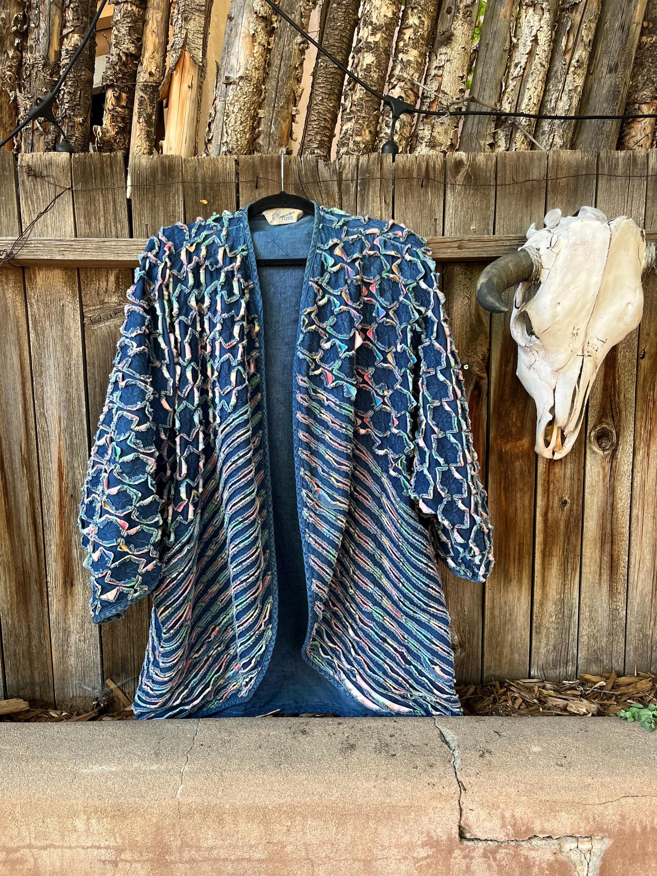 90s Vintage Denim Patchwork Oversized Coat by Maralyce Ferree