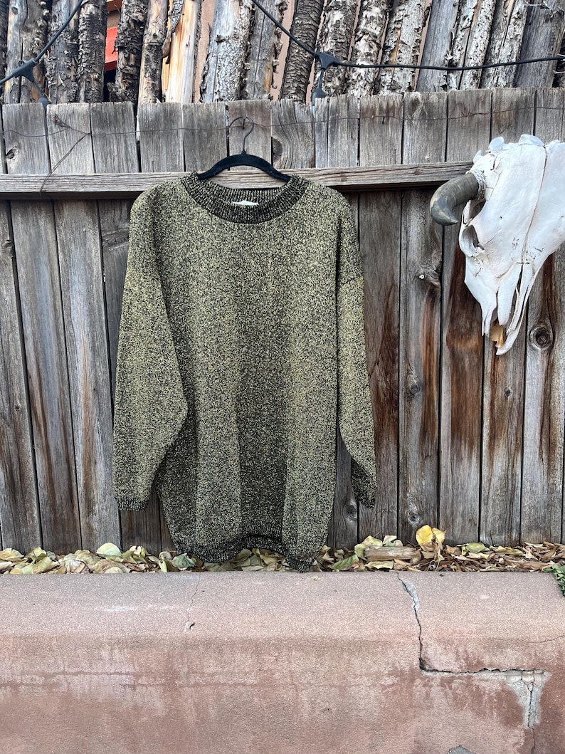 80s Vintage Gold Metallic Sweater – Oversized Parkway Knits Winter Fashion