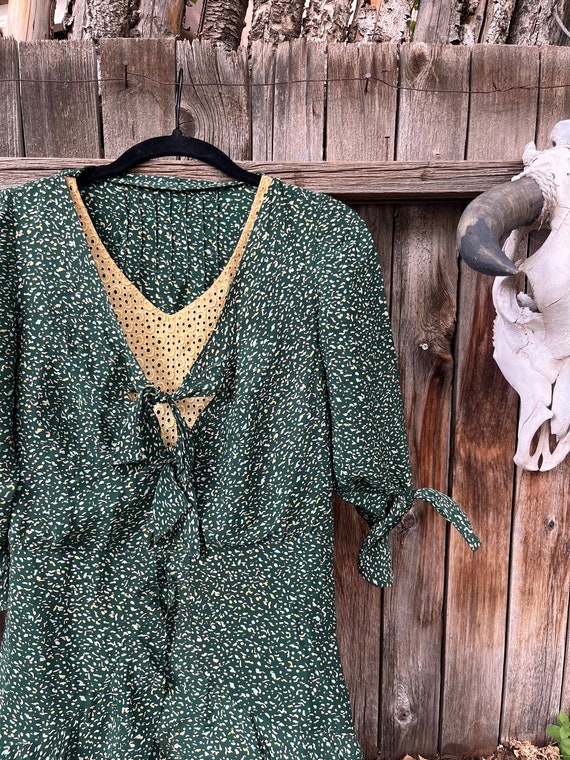 30s Vintage Green Polka Dot Day Dress Antique S/M - image 8