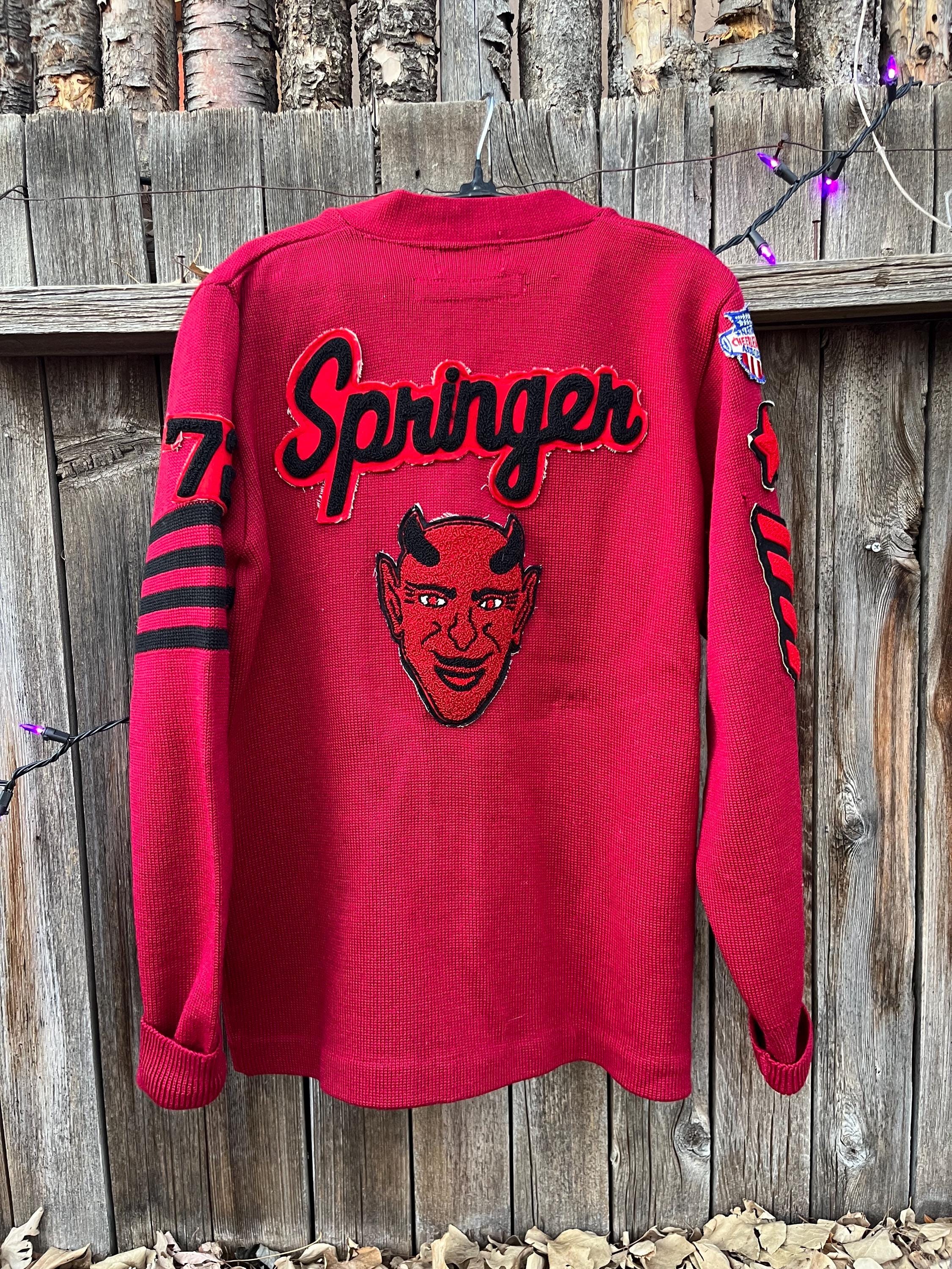 Vintage 70s Red Wool Letterman Sweater M | Cheerleading Varsity 