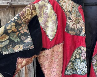 Vintage Velvet & Tapestry Patchwork Jacket | Boho Statement