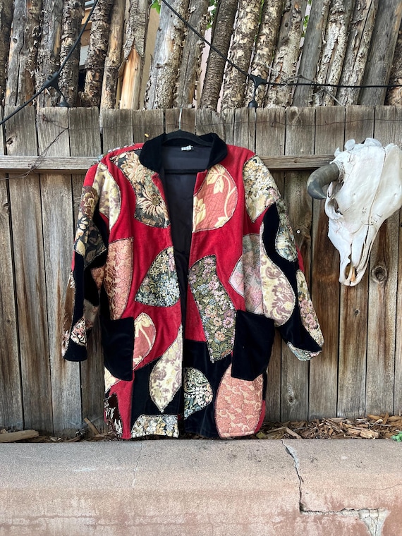 Vintage Velvet & Tapestry Patchwork Jacket | Boho Statement