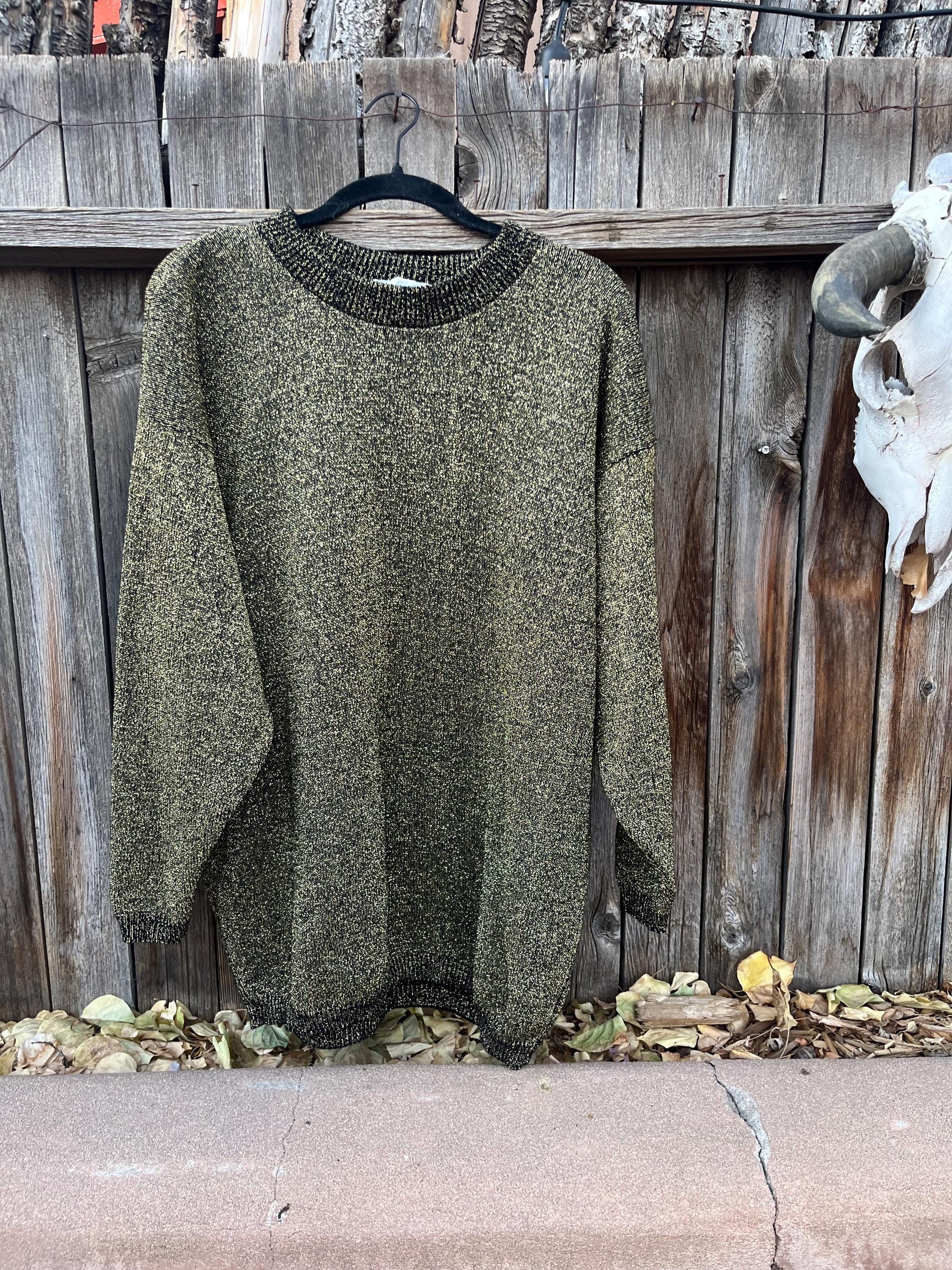 80s Vintage Gold Metallic Sweater – Oversized Parkway Knits Winter