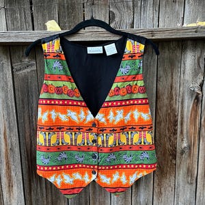 90s Vintage Halloween Vest | Spooky Novelty Print by Basic Editions S/M