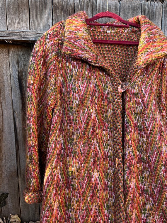Vintage 1960s Sweater Coat Southwestern Style wit… - image 6