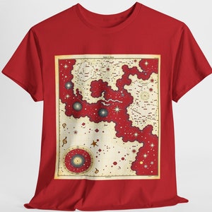 T-shirt unisexe d'art abstrait, carte céleste, art numérique basé sur une philosophie ancienne, IA améliorée par l'artiste, T-shirt The Mystery of Five