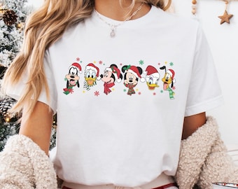 Retro Mickey And Friends Christmas Shirt, Disney Christmas Shirt, Disneyland Xmas Family Holiday Shirt, Christmas Family Matching
