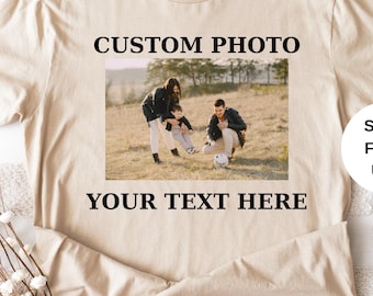 T-shirt photo personnalisé avec votre texte, T-shirt avec photo personnalisé, parfait pour la fête des mères, T-shirt graphique personnalisé, T-shirt avec logo personnalisé, T-shirt photo