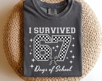 Comfort Colors® I Survived 67 Days of School Shirt, Funny 6 7 Six Seven Tee, Teacher Shirt, End of School Year Classroom Tee, 6 7 Shirt