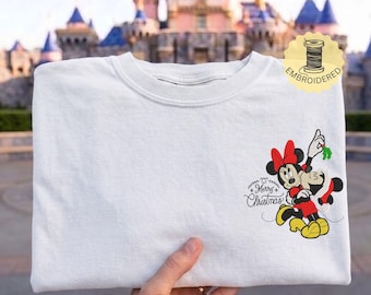 EMBROIDERED Mickey Minnie Christmas Comfort Colors Shirt, Disney Couple Holiday Tee, Merry Christmas Disney, Matching Disney Shirts