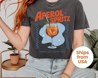T-shirt Aperol Spritz couleurs confort, chemise cocktail italienne, chemise aperitivo, t-shirt Aperol, chemise d'été Italie, t-shirt graphique d'inspiration italienne
