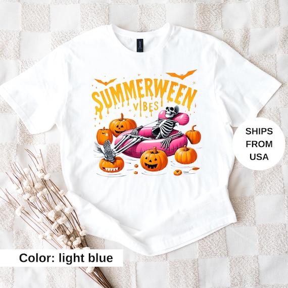 Summerween Skeleton Shirt, Summer-ween Tshirt, Spooky Summer Tee, Summer Halloween Shirt, Halloweener Gift,Year-Round Halloween,Beach Skelly