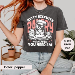 Cat Biscuit Shirt, Cute Kitty Biscuits Bakery Retro Style Graphic Tee, Funny Baking Gifts for Her, Cat Lover Baker Tshirt, Kitten T-Shirt