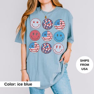 Comfort Colors® USA Shirt, 4th of July Shirt Women, Stars Stripes USA Flag Shirts, Patriotic Shirt, Red White Blue Shirts for Women