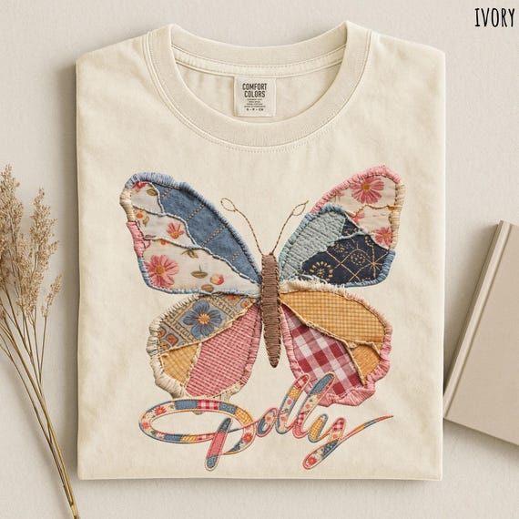 Faux Patchwork Butterfly Dolly Comfort Colors Tee, Dolly Parton Memorial Shirt, Dolly Parton Fan Gift