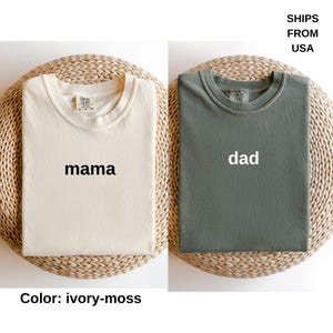 Comfort Colors® Mama And Dad Shirt, Matching Mom And Dad Shirts, Best Mom Ever, Best Dad Ever, Custom Mom Gift, Personalized Dad Tshirt