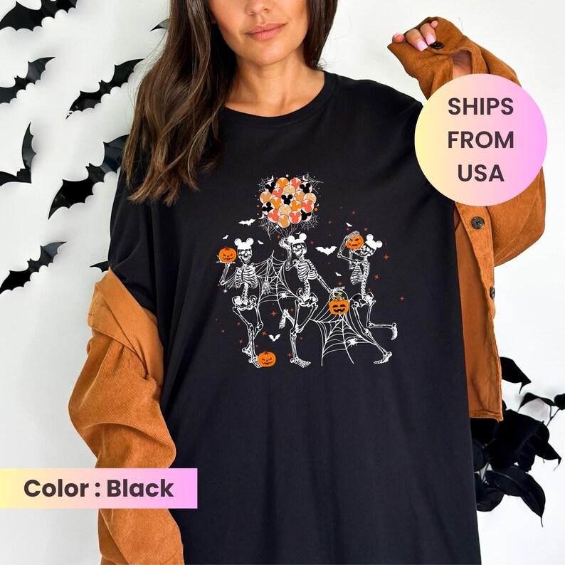 Comfort Colors® Dancing Skeleton Pumpkin Shirt, Retro Halloween Shirt