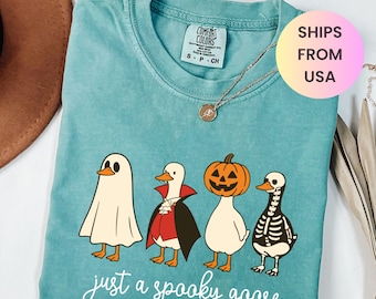 Comfort Colors® Just a Spooky Goose Shirt, Funny Halloween Goose Shirt, Goose in Halloween Costumes Shirt, Cute Horror Shirt, Spooky Goose