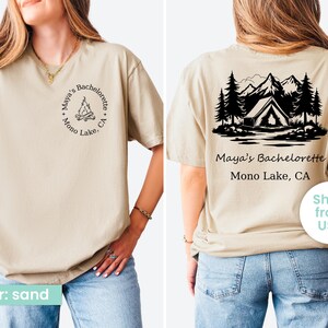 Vintage Camp Bachelorette Shirt, Custom Camping Bachelorette Shirts, Outdoor Mountain Bride Tee, Retro Lake Themed Bridal Party, Hiking Bach