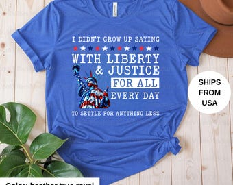 T-shirt Liberté et justice pour tous T-shirt Droits de l'homme T-shirt égalité du 4 juillet résistant aux t-shirts DEI T-shirt serment d'allégeance