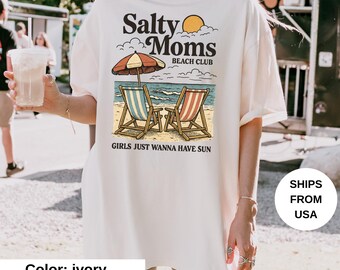 Salty Moms Beach Club Comfort Colors Shirt, The Beach Club Shirt, Aesthetic Beach Shirt, Mother’s Day Shirt Gift, Summer Vibes Tee
