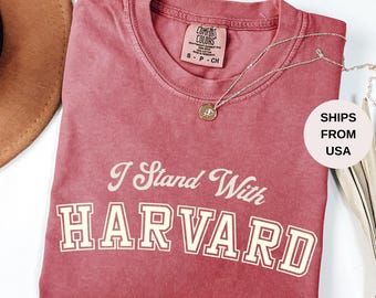 Comfort Colors I Stand With Harvard Tshirt, Hands Off Harvard Shirt, Harvard Resistance Tee, Anti Trump Shirt, FDT Shirt, Statue of Liberty