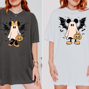 Chemises rétro Comfort Colors® pour couple Halloween Mickey Minnie, chemise Mickey Ghost, chemise Minnie Ghost, chemise Spooky Season, Disney Halloween