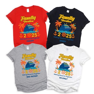 Chemise vacances en famille 2025, Souvenirs ensemble, chemise familiale personnalisée, t-shirts assortis à la famille, t-shirts vacances d&#39;été, chemises vacances en famille