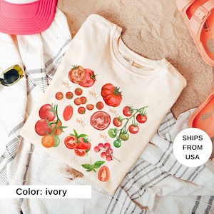 Comfort Colors® Tomato Shirt, Fruit Shirt, Botanical Shirt, Cottagecore Clothing Vegan Shirt, Garden Shirt Vegetable Shirt,Aesthetic Clothes