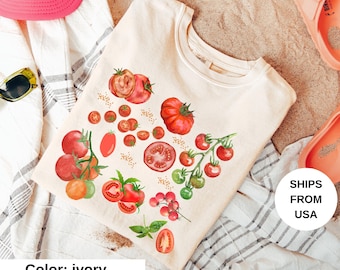 Comfort Colors® Tomato Shirt, Fruit Shirt, Botanical Shirt, Cottagecore Clothing Vegan Shirt, Garden Shirt Vegetable Shirt,Aesthetic Clothes
