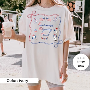 Comfort Colors Patriotic Subtle FDT Shirt, Coquette Bow Tshirt, Independence Day Tee, 4th of July FDT Shirt, America Tee, Democracy Shirt