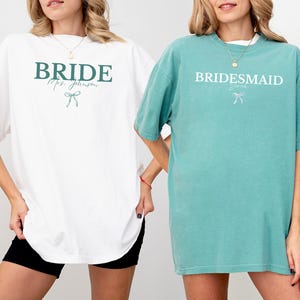 Custom Bride Bridesmaid Shirt, Comfort Colors, Bridal Party Gift, Wedding Day Getting Ready, Trendy Bachelorette Merch, Group Matching Tee