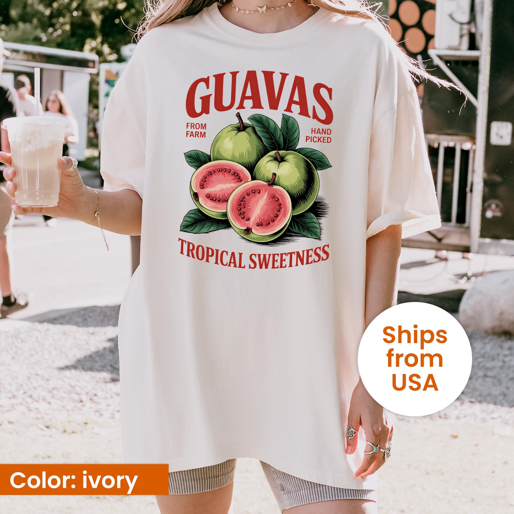 Guavas Retro Commercial Graphic Shirt, Vintages Guavas Label T-Shirt, Exotic Fruit Lover Tee, Cute Unisex Adult Graphic T Shirt, Cool Gift