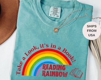 Comfort Colors® Take a Look It's in a Book Shirt, Reading Rainbow Shirt, Book Lover Tee, Funny Bookish Shirt, Librarian Tee, Book Club Shirt