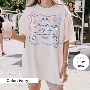 Comfort Colors Patriotic Subtle FDT Shirt, Coquette Bow Tshirt, Independence Day Tee, 4th of July FDT Shirt, America Tee, Democracy Shirt